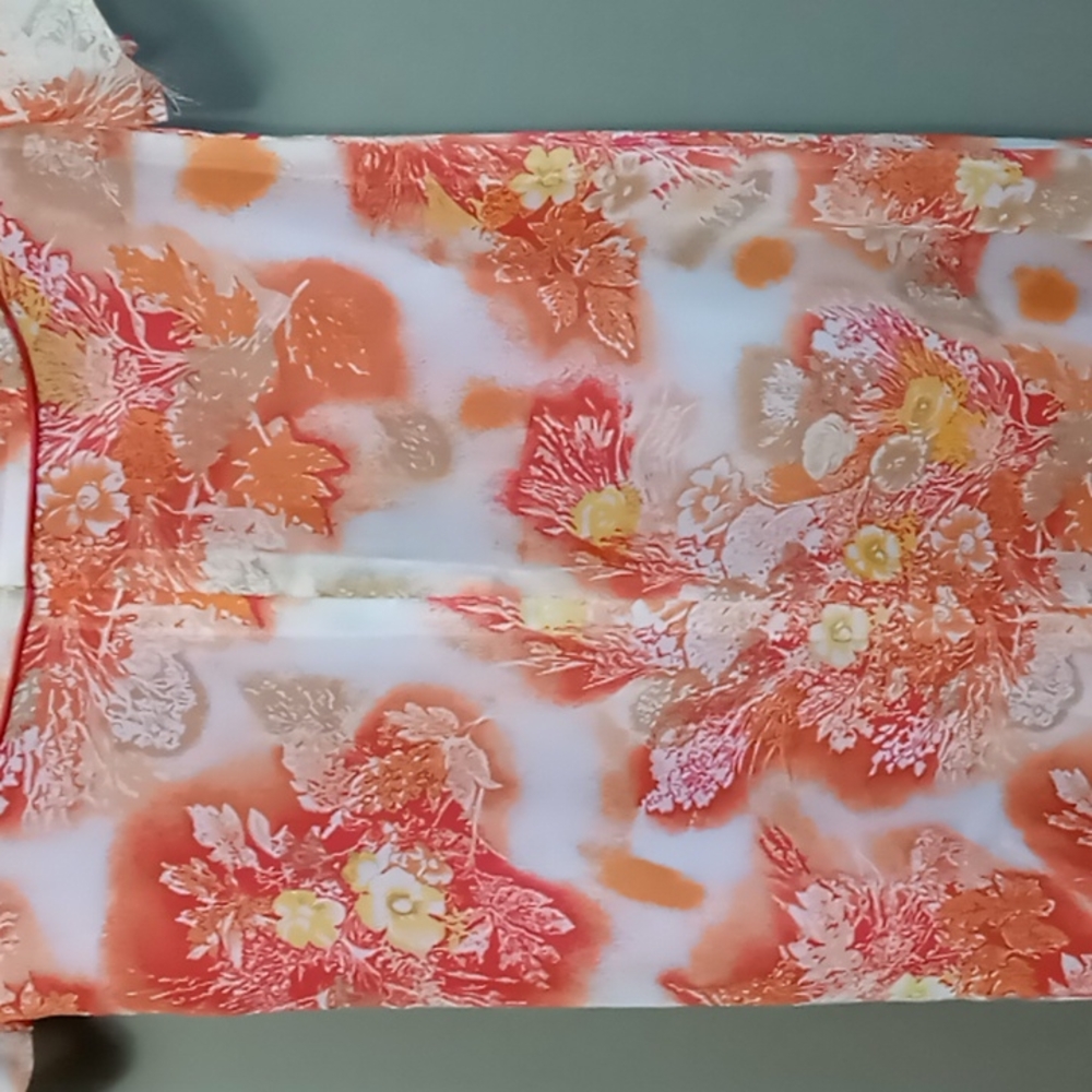 Shinsegye 93cm Orange Flowered Dress *Flaw Please Read - Picture 3 of 7